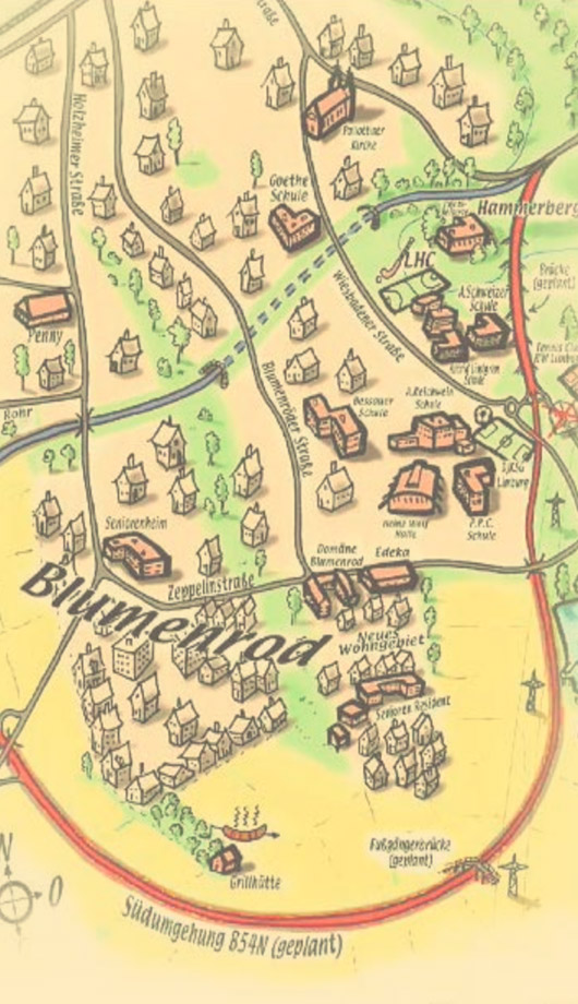 Ausschnitt gezeichnete Karte Südumgehung